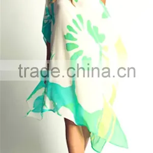 Beautiful Aqua Big Floral Off Shoulder Digital Print Kaftan thumbnail-1