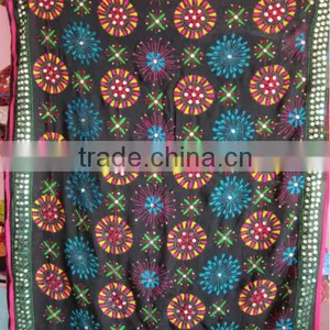 BLACK Hand Embroidered PHULKARI DUPATTA SHAWL thumbnail-1