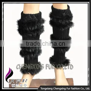CX-A-15 China Wholesale Hot Sale Rabbit Fur Knitting Women Leg Warmer thumbnail-1