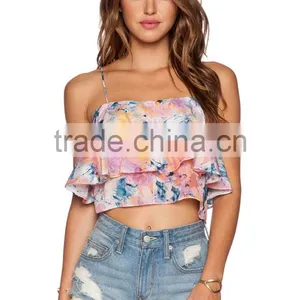Colorful Printing Sexy Tank Top Ladies Printing Custom Crop Top thumbnail-1