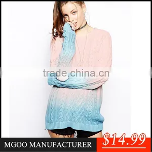 MGOO High Quality 2015 Brand Design Women Fashion Tie Dye Sweaters Long Sleeves Pullover Knitted Stock Brand Winter Clothing thumbnail-1