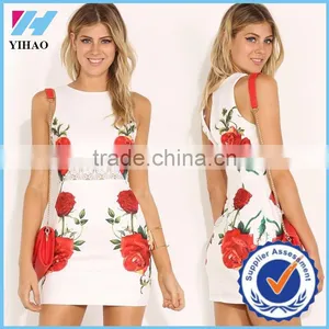 Yihao 2017 Latest Vintage Printed Retro Sleeveless Bodycon Mini Dress Dresses for Women thumbnail-1