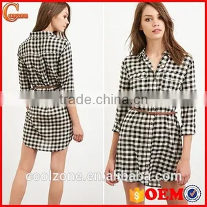 Hot Seller Slim Pencil Women Dress,grid Patterned Women Dress Shirts thumbnail-1