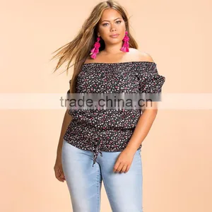 Allover 7xl Plus Size Fat Women's Clothing off Shoulder Floral Blouse thumbnail-6