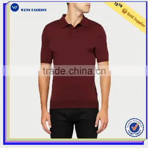 Wholesale Custom Design Hot Sale Fine-Knit Wool Fabric Plain Polo T Shirt thumbnail-1
