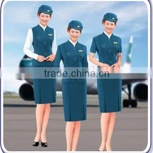 Elegant Skirt Suit Flight Attendant Uniform, Fashion Skirt Airline Stewardess Uniform,hot Tailored Green Stewardess Uniform thumbnail-1