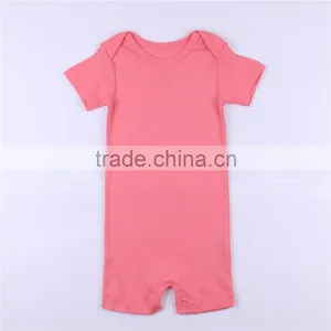 Hot Sale Wholesale Short Sleeve 100% Cotton Baby Jumpsuit Solid Color Baby Rompers Infant Clothes thumbnail-4