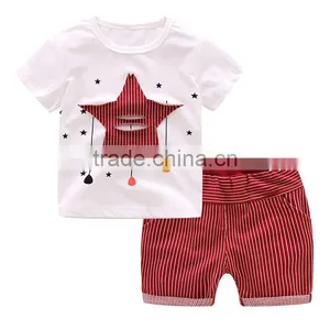 Wholesale Quality 100% Cotton Baby Boy Clothing Sets Tshirt and Shorts 2pcs Set thumbnail-2
