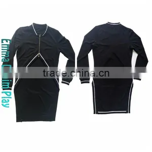 Customized Two Tone Trimming Longline Urban Bomber Jackets for Ladies thumbnail-3