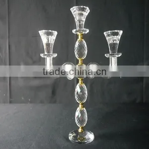 Wedding Decorative Candelabra,Crystal With Golden Metal Candle Holder thumbnail-1