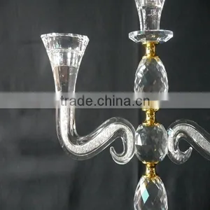 Wedding Decorative Candelabra,Crystal With Golden Metal Candle Holder thumbnail-4
