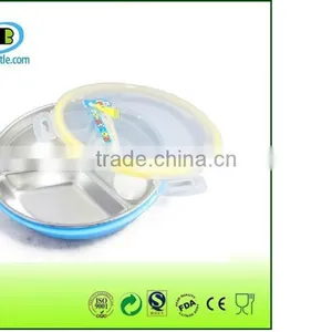 2015 Hot Selling New Round Stainless Steel Children Lunch Box With Divide thumbnail-2