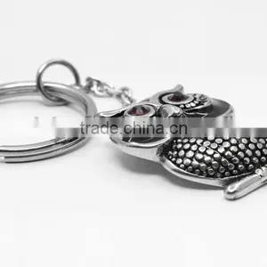 Unique Stainless Steel Animal Night Owl Charm Pendant Key Chain Key Holder Key Ring thumbnail-2