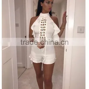 B33751A New Autumn Fashion Wholesale Lace up Bandage Shorts Jumpsuit thumbnail-3