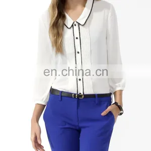 CHEFON Custom Embroidered Womens White Long Sleeve Cotton Blouse 2016 thumbnail-1