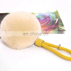 Pu Leather Rope 8cm Pom Pom Keychain Logo Printed Avalibale thumbnail-6