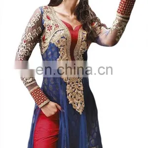 Stylish Party Wear Semi Stitched Georgette Suits With Heavy Embroidery Work 2017 thumbnail-4