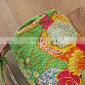Yoga Bag // Kantha Yoga Mat Bag // Boho Yoga Bag Quilted Zipper Indian Handmade Designer Fruit Print With Kantha Yoga Wholesale thumbnail-1