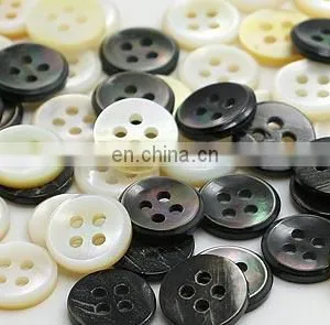 Cheap 10mm 4 Holes Tiny White and Black Natural Shell Buttons for Clothes thumbnail-4