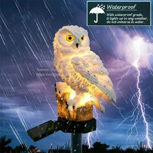European Style Retro Resin Solar Simulation Owl Garden to Insert Small Night Light Garden Crafts Place thumbnail-2