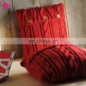 Wholesale Plain Dyed Eco-Friendly 100% Cotton/Acrylic Decorative Chunky Knit Throw Pillow/Cushion Cover thumbnail-1