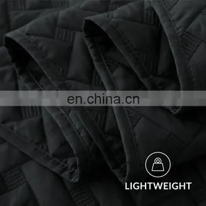 Wholesale European Custom Reversible Anti Wrinkle Color Oeko-tex Woven Solid Plain Queen Size King Quilt Set For Home thumbnail-5