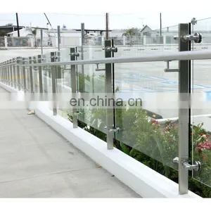 Foshan Factory Terrace Glass Balustrade Stainless Steel 304 316 Balcony Glass Railing Post Prices thumbnail-5