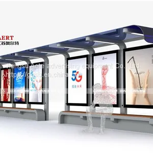 Outdoor LCD Advertising Machine Bus Stop Sign Aluminum Profile Bus Shelter Billboard Customization thumbnail-1