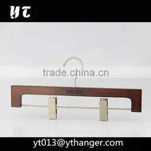 High Quality Luxury Brown Wooden Pants Hanger With Trousers Clip for Men Clothes thumbnail-1