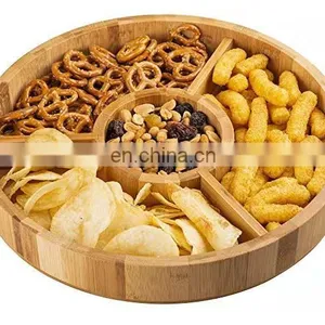 Customized Cheap Natural Bamboo Food Serving Tray 4 Compartment Fruit Plates thumbnail-4