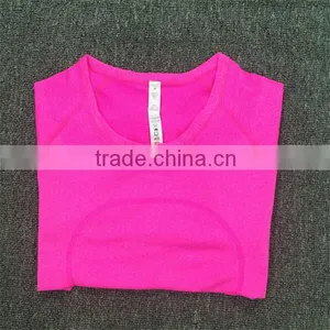 Light Orange Yoga Clothing Quick Dry T-shirts thumbnail-5
