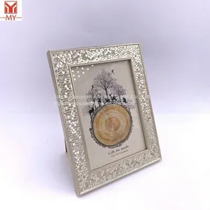 Hot Sale PS Plastic Photo Frame Silver Fog Face Small Hexagon Embossed Design Picture Frame thumbnail-4