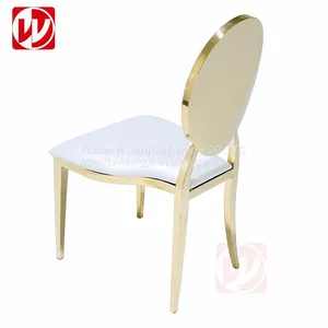 Mirror Gold Stainless Steel Round Back Design Stacking Hotel Banquet Chair Cheap Wedding Chair thumbnail-2