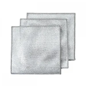 20*20cm Wire Dishwashing Rag Non-Scratch Wire Scrubbers Dishcloth Kitchen Dish Towel Double Layer SilverWire Cleaning Cloths thumbnail-1