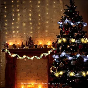 Fairy Ribbon String Lights - Battery Operated Copper Wire for Bulk Christmas Party Decorations thumbnail-3