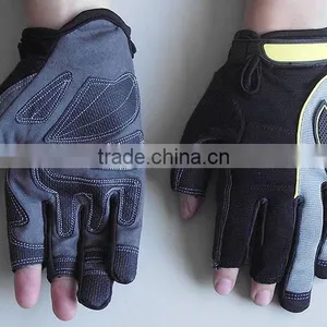 Anti Vibration Fingerless Synthetic Leather Palm Mechanic Work Gloves thumbnail-1