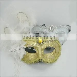 Original Rhinestone Handmade Chicken Feather Half Face Mask Fabric Rose Flower Mask thumbnail-1