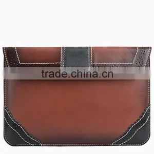 Vintage Style Brush-Off Leather Contrast Stitching Tablet Case With Hollow Out Design For IPad Mini3/Air2 OEM/ODM thumbnail-2