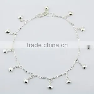 Sterling Silver Charm Anklet Adorable Clam-Shell Charms thumbnail-1