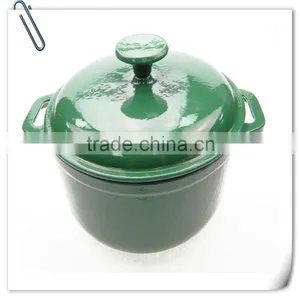 Green Enamel Cast Iron Round Casserole thumbnail-1