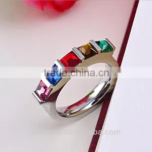 Womens CZ Diamond Rainbow Rhinestone Classic Engagement Bridal Designs Fashion Jewelry Ring thumbnail-3