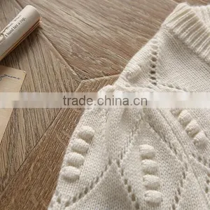 Cashmere Sweater Crew Neck Long Sleeve Pullover With Pointelle and Embroidery Details thumbnail-4