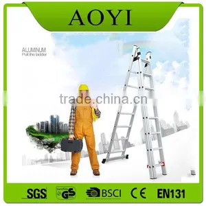 YK New 3*8 Steps Folding Strong Construction Aluminum Triple Extension Ladders thumbnail-1