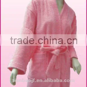 100% Cotton Terry ,velour Fabric Solid Bathrobe thumbnail-1
