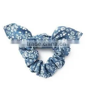 Denim Bunny Ear Scrunchy Handmade Fashion Accessories thumbnail-1