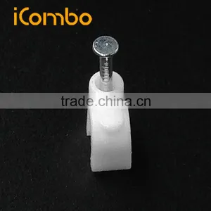 9mm White Sticky Back Network Round Coaxial Ethernet Plastic Cable Clips thumbnail-3