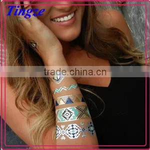 New Necklace Bracelets Tattoo Metal Silver Golden Temporary Tattoos Sticker For Adults thumbnail-1