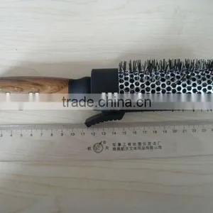 Wood Grain Plastic Salon Hair Brush With Clip thumbnail-1