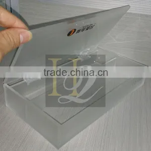 Wholesale Rectangle Frost Acrylic Cosmetic Display Box With Hinged Cover thumbnail-1