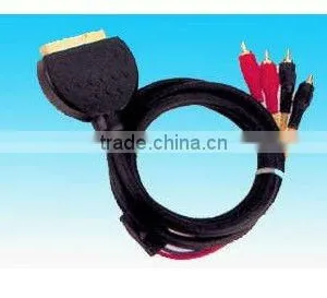 21p Scart Plug to 4 RCA Cable Black Color Rohs Comliant thumbnail-1